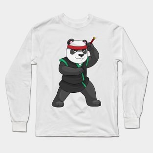 Panda as Ninja in Costume Long Sleeve T-Shirt